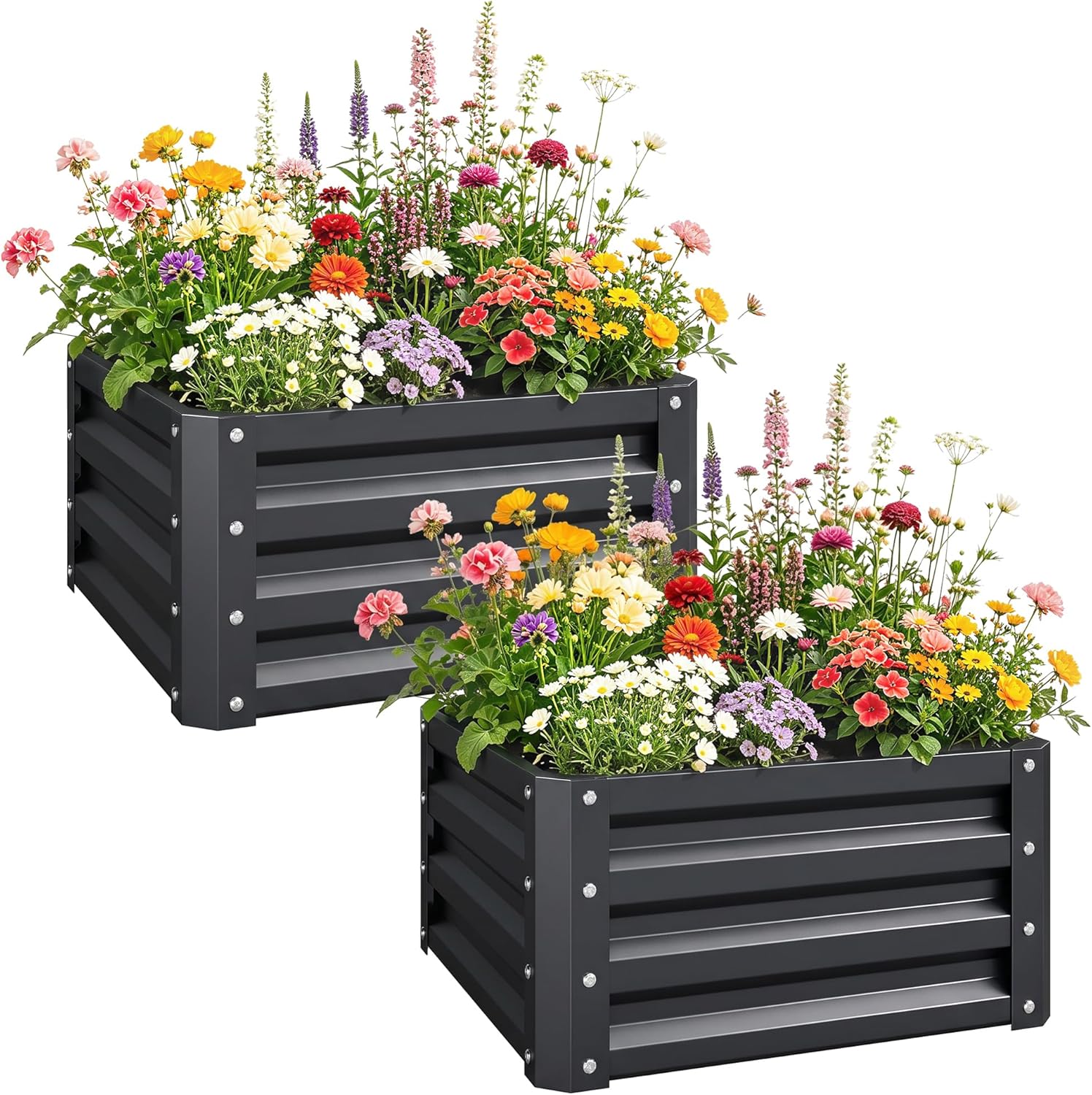 Raised Garden Bed - 2 Piece Galvanized Raised Garden Bed,