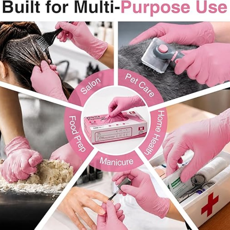 Pink Nitrile Disposable Gloves - Garden Gloves 评论和价格