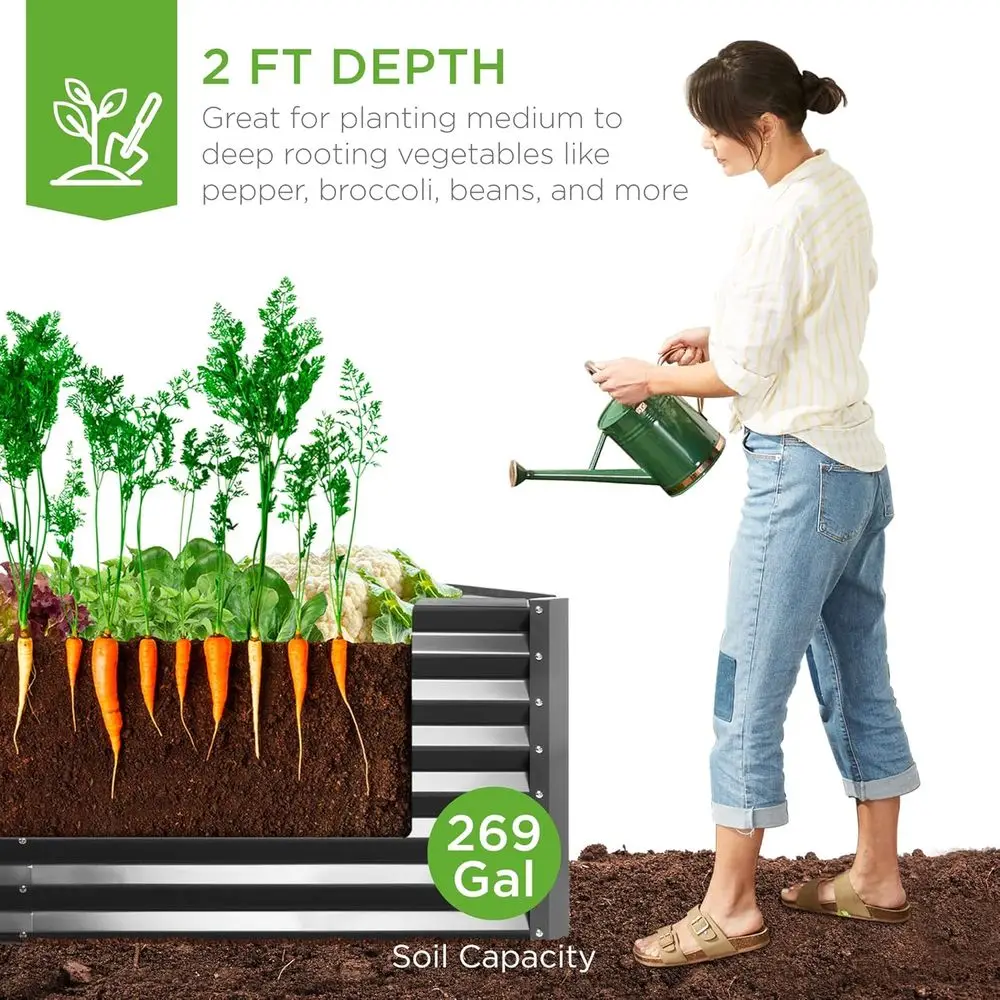 3x2ft Large Outdoor Metal Rais - Raised Garden Bed 评论和价格