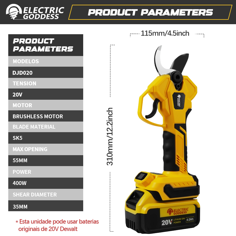 Brushless 55mm Electric Prunin - Pruning Shears 评论和价格