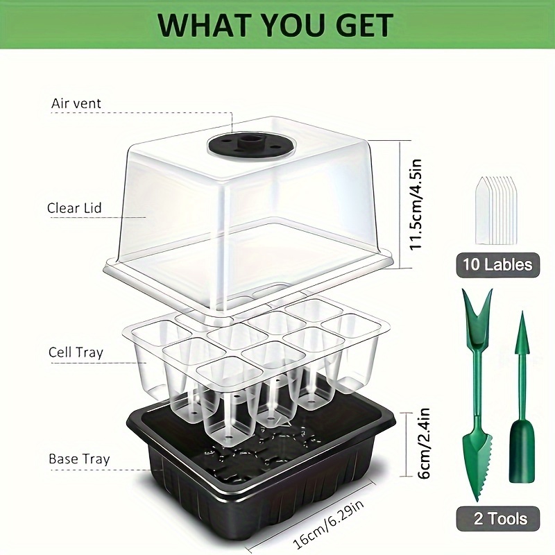 1/2/3-Pack 12/24/36-Cell Seed  - Seed Starter Tray 评论和价格